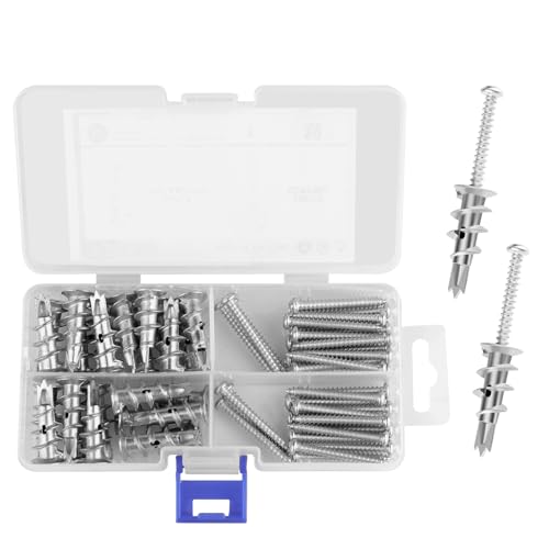MOKIDO Rigipsdübel 25 Stück, Selbstbohrender Gipskartondübel Metall mit Schrauben, Trockenbau Dübel Set für Rigips, Hohlraumdübel, Beton, Ziegel, Gipsbauplatten，Rigipsdübel Fischer Alternative von MOKIDO