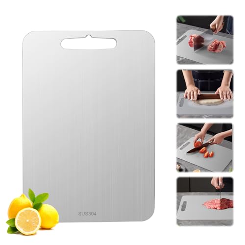 Titan Schneidebrett, Doppelseitiges Titanium Cutting Board in Lebensmittelqualität für Fleisch, Obst und Gemüse (28.5x20cm) von MOKIDO