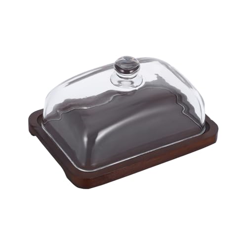MOKKHNB 1 Satz Praktische Butterdose mit Glasdeckel Butterbehälter aus Holz für Butter und Käse für Küche Elegantes Design Leicht zu Reinigen und Hält Lebensmittel Frisch von MOKKHNB