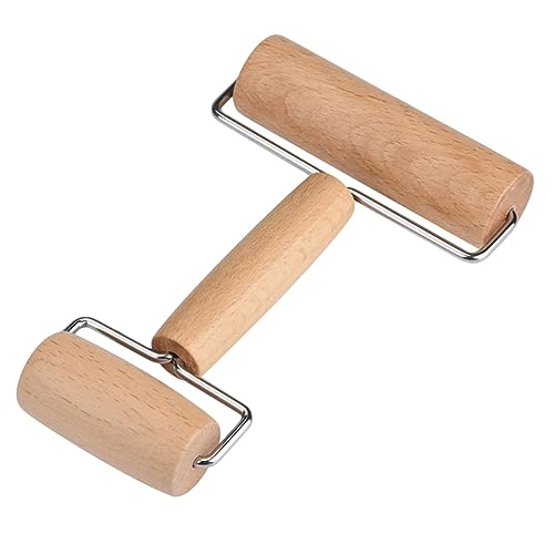 MOKKHNB 1 Stück Doppelkopf Holz Rollwerkzeug für Strassmalerei Druck Roller Hochwertigem Buchenholz für Kreative Bastelprojekte Bearbeiten von MOKKHNB
