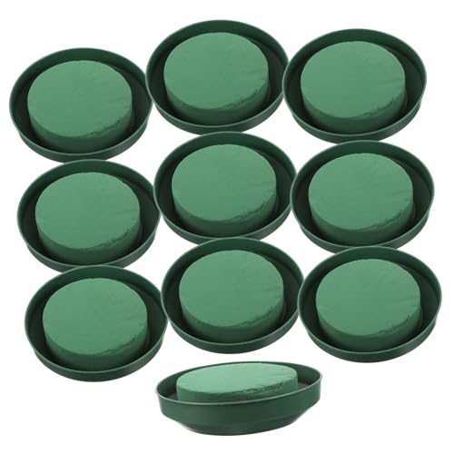 MOKKHNB 10 Stück Teiliges Blumenschaum Blöcke für Hochzeitsdekoration Runde Steckmasse für Blumenarrangements für Vasen und Blumenbehälter Grün von MOKKHNB