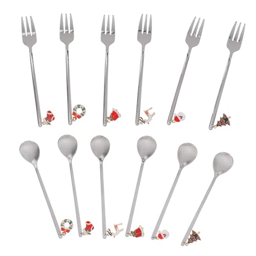 MOKKHNB 12 Stück Teiliges Set Weihnachtsbesteck aus Kaffeelöffel und Dessertlöffel für Festliche Anlässe Leicht zu Reinigen Servieren von Desserts und Rühren von Getränken MOKKHNB 12 Stück Teiliges Set Weihnachtsbesteck aus Kaffeelöffel und Dessertlöffel für Festliche Anlässe Leicht zu Reinigen Servieren von Desserts und Rühren von Getränken von MOKKHNB