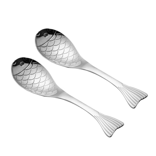 MOKKHNB 2 Stück Servierlöffel Fischförmige Löffel für Suppen Porridge Desserts Robuste und Stilvolle Esslöffel für von MOKKHNB