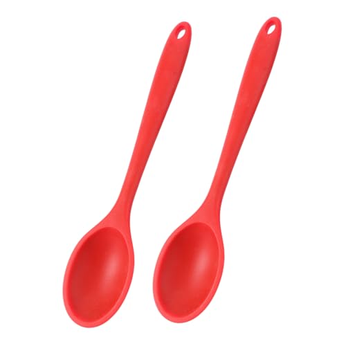 MOKKHNB 2 Stück Teiliges Silikon servierlöffel Langem Griff Lebensmittelecht Antihaftbeschichtet Leicht und Robust Ergonomisch für Küche Restaurant und Catering zum Zufällige Farbe von MOKKHNB