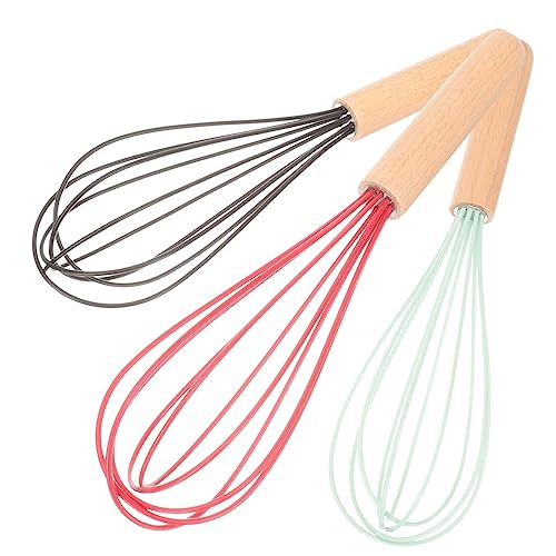 MOKKHNB 3 Stück Teiliges Handmixer mit Holzgriff Tragbarer Eier Mixer aus Lebensmittelechtem Silikon zum von Eiern für Küche von MOKKHNB
