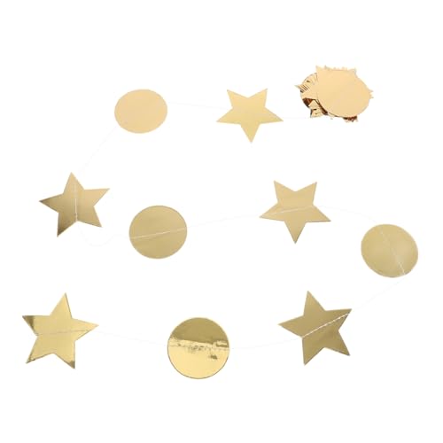 MOKKHNB 4 Saiten Papiergirlande mit Goldfarbenen Kreis und Sternmotiven Wiederverwendbar Festliche Partydekoration für Geburtstage Hochzeiten Feiertage und Besondere Anlässe von MOKKHNB