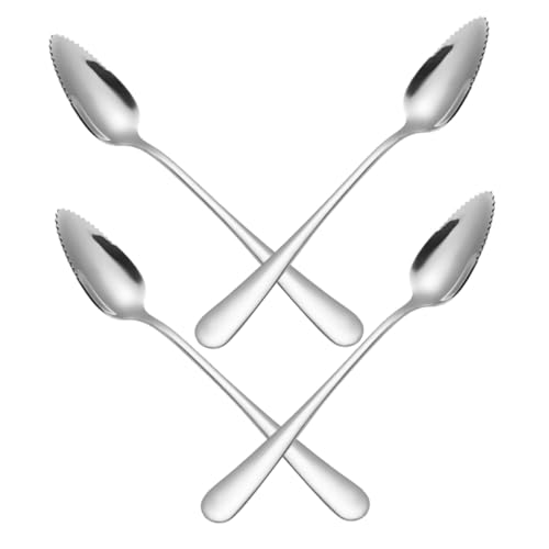 MOKKHNB 4 Stück Teiliges Set Löffel mit Gezackten Kanten für Obstpüree zum Füttern von Kleinkindern Langlebige Benutzerfreundliche Utensilien für Zuhause von MOKKHNB