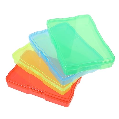 MOKKHNB 4Stücke Transparente Karten Aufbewahrungsboxen Kunststoff Vielseitige Speicherbox für Fotos Postkarten Münzen und Kleinteile mit Schnallendeckel Stapelbar von MOKKHNB