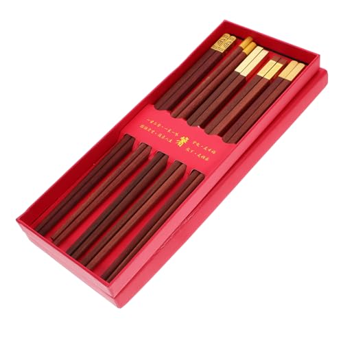 MOKKHNB 5 Paare Holz Essstäbchen aus Sandelholz Wiederverwendbare Chopsticks mit Geschenkbox Handgefertigte und Essstäbchen für Zuhause und Restaurants von MOKKHNB