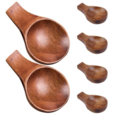 MOKKHNB 6 Stück Teiliges Japanische Soßenschälchen aus Holz mit Griff Kleine Dip schalen und Essstäbchenablage Rustikale Servierschalen für Küche Restaurant und Esstisch Wiederverwendbar von MOKKHNB