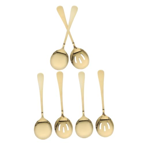 MOKKHNB 6 Stück Teiliges Servierlöffel Set Schöpflöffel Schlitzlöffel Spülmaschinenfest für Party Buffet Elegantes Design Langlebig und Vielseitig von MOKKHNB