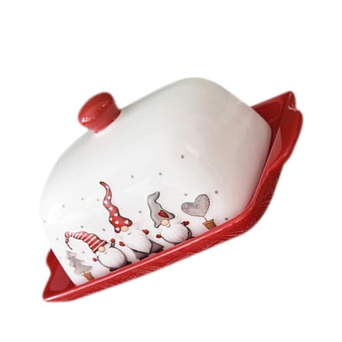 MOKKHNB Buttergericht mit Deckel im Weihnachtsstil Keramik Butter Keeper für Butter Eleganter Butterspeicherbehälter für Festlichkeiten von MOKKHNB