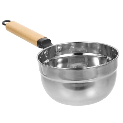 MOKKHNB Edelstahl Wasserschöpfer mit Langem Holzgriff Ergonomisch Gestaltet Hitzebeständig Langlebig für Haushalt und Küche Suppenkelle zum Sicheren Wasser und Suppentransfer von MOKKHNB