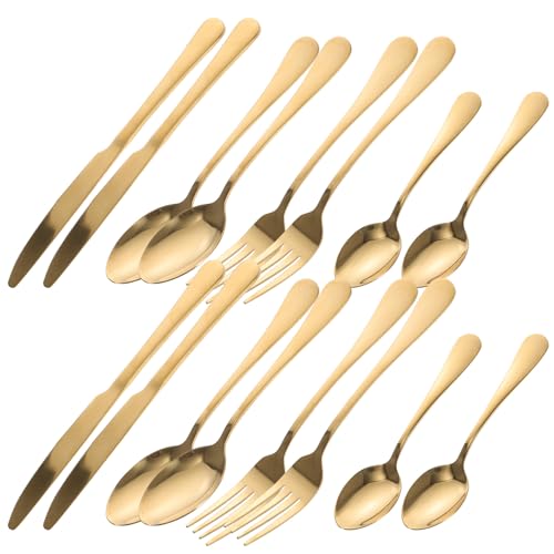 MOKKHNB Edelstahl mit Griffen Robuster Steak Gabel Messer Löffel Rostfrei Spülmaschinenfest für Zuhause Party Hochzeit und Festliche Anlässe Praktisches Küchenutensil von MOKKHNB