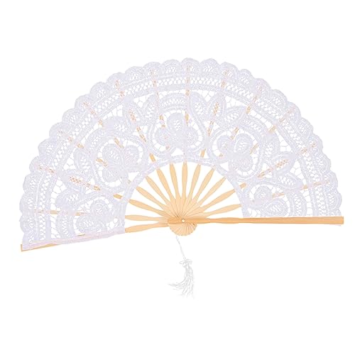 MOKKHNB Bambus-Spitzen-faltfächer Vintage Spitzenfächer Faltfächer Handfächer Für Erwachsene Aus Hochwertiger Spitze Und Bambus Leicht Und Faltbar Für Dekoration Und Bühnenshows von MOKKHNB