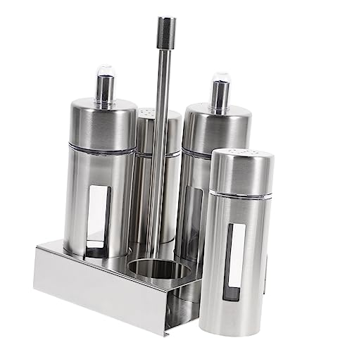 MOKKHNB Gewürzflaschen Set mit Behältern und Stand für Küche Rostfrei Transparent für Einfache Erkennung für Salz Pfeffer und Saucen von MOKKHNB