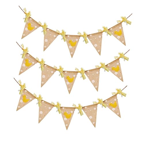 MOKKHNB Kindergarten Wimpelkette aus mit Kleinem Gelben Enten Langlebiges Leinenbanner für Kindergeburtstag Partydekoration Kindergartenraum Layout Wiederverwendbares Partyzubehör von MOKKHNB
