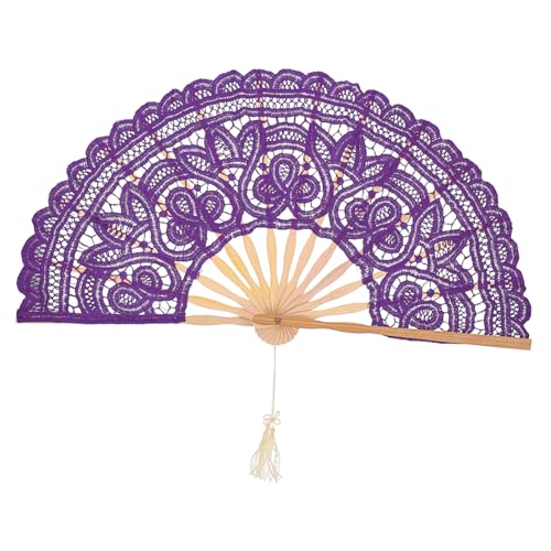 MOKKHNB Lace Folding Fan Eleganter Faltbarer Fächer Lila für Hochzeiten Tänze Dekoratives Accessoire für Zuhause und Veranstaltungen MOKKHNB Lace Folding Fan Eleganter Faltbarer Fächer Lila für Hochzeiten Tänze Dekoratives Accessoire für Zuhause und Veranstaltungen von MOKKHNB