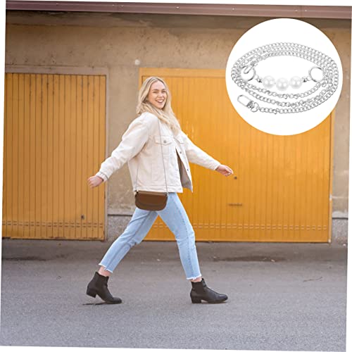 MOKKHNB Perlenkette Schultergurt Silber Langlebiger Abnehmbarer Taschenriemen für Umhängetasche Handtasche und DIY Clutch mit Hochwertigen Kunstperlen und Robustem Metallverschluss MOKKHNB Perlenkette Schultergurt Silber Langlebiger Abnehmbarer Taschenriemen für Umhängetasche Handtasche und DIY Clutch mit Hochwertigen Kunstperlen und Robustem Metallverschluss von MOKKHNB