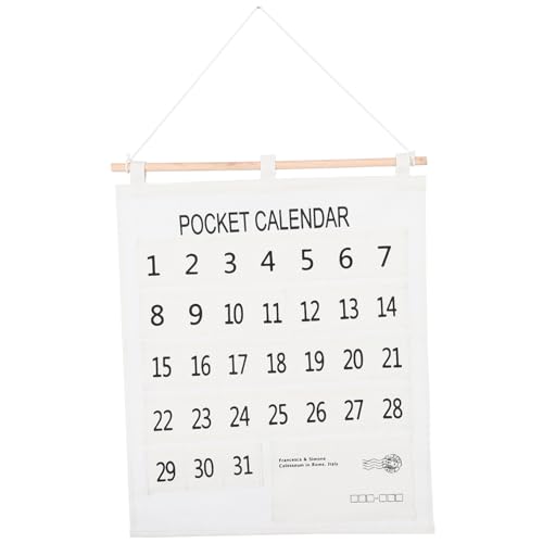 MOKKHNB Wandkalender Aufbewahrungstasche aus Leinen Platzsparende Wandhänge Organizer Kalendertasche mit Kleinen Fächern für Kinderzimmer Büro Küche Leicht und Praktisch zur Tagesplanung von MOKKHNB