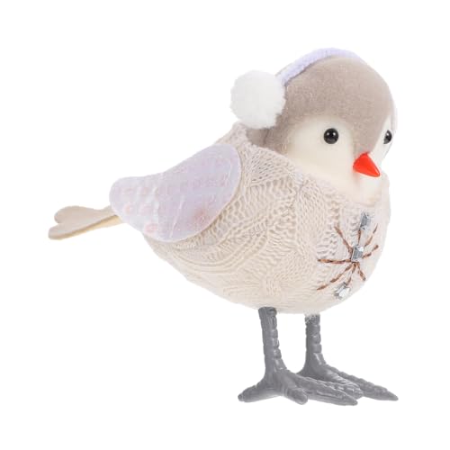 MOKKHNB Weihnachtsdeko Kleine Vogel Figur Beige Ohrenschützer Niedliche Fenster Dekoration für Weihnachts Szene Kompakte Christbaum Schmuck Figur für Festliche Wohnraumgestaltung von MOKKHNB