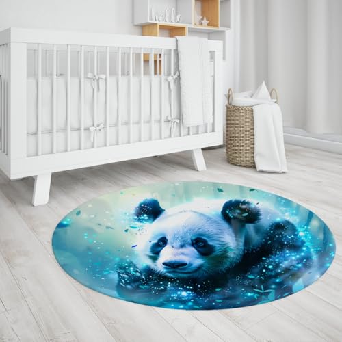 MOKOSAISE China Riesenpandas weicher niedriger Flor Kreis Teppich Niedliche Wilde Tiere Runde Fläche Teppich für Schlafzimmer Esszimmer Bauernhaus Büro Dekor 244cm（Runden） von MOKOSAISE