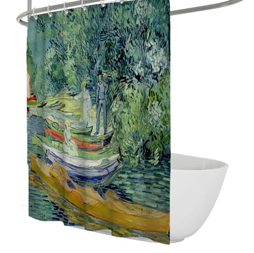 MOKOSAISE Impressionistische Riverside Scene Stoff Duschvorhang Liner Waschbare Kanus Float Smaragdgrüne Duschvorhänge für Retro Artistic Badezimmer W180xL180cm MOKOSAISE Impressionistische Riverside Scene Stoff Duschvorhang Liner Waschbare Kanus Float Smaragdgrüne Duschvorhänge für Retro Artistic Badezimmer W180xL180cm von MOKOSAISE