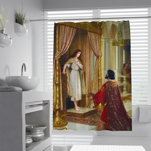 MOKOSAISE Mittelalterlicher Duschvorhang mit romantischer Hofszene - Aristokratisches Liebesmotiv auf hochwertigem Textil, perfekt für Vintage-Badezimmer und Dekor W180xL200cm MOKOSAISE Mittelalterlicher Duschvorhang mit romantischer Hofszene - Aristokratisches Liebesmotiv auf hochwertigem Textil, perfekt für Vintage-Badezimmer und Dekor W180xL200cm von MOKOSAISE