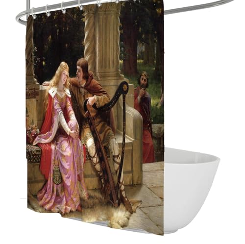 MOKOSAISE Romantisch Mittelalter Liebhaber Waschbare Badewannenvorhänge Höfische Liebe Retro Ölgemälde Textur Stoff Stoff Duschvorhang Liner Klassisches Badezimmer W100xL180cm MOKOSAISE Romantisch Mittelalter Liebhaber Waschbare Badewannenvorhänge Höfische Liebe Retro Ölgemälde Textur Stoff Stoff Duschvorhang Liner Klassisches Badezimmer W100xL180cm von MOKOSAISE