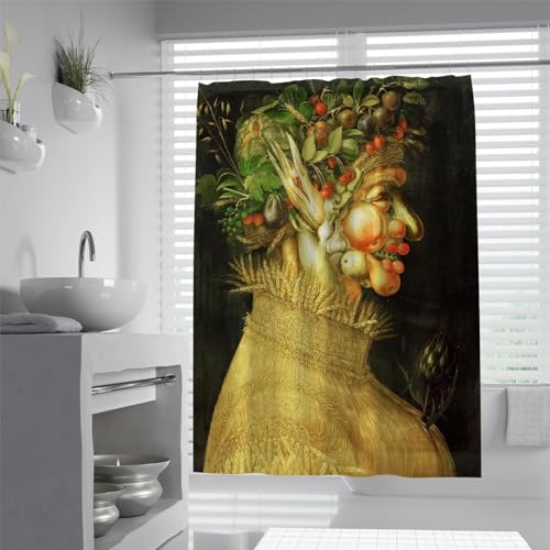 MOKOSAISE Surreale landwirtschaftliche Porträt Duschvorhang für Badezimmer Obst Gemüse Kopf Goldener Weizen Körper Stoff Renaissance Duschvorhänge Set W150xL180cm MOKOSAISE Surreale landwirtschaftliche Porträt Duschvorhang für Badezimmer Obst Gemüse Kopf Goldener Weizen Körper Stoff Renaissance Duschvorhänge Set W150xL180cm von MOKOSAISE