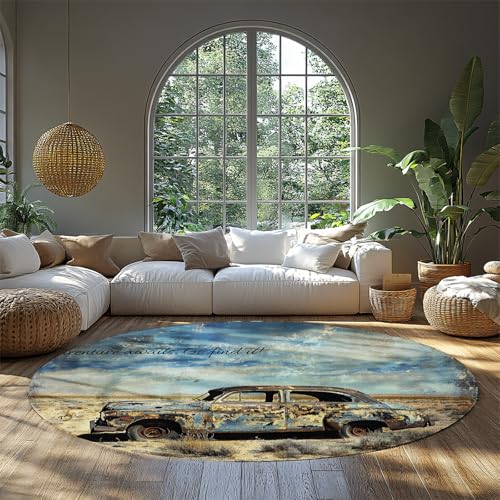 Moderner Abstrakter Kreis weicher niedriger Flor Rutschfester Teppich Retro-Stil waschbarer Küchenteppich für Home Office Studie Esszimmer Dekor 61cm（Runden） von MOKOSAISE