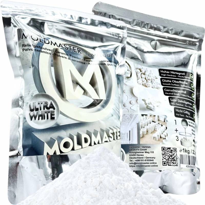 MoldMaster Gießpulver Weiß Reliefgießpulver 1kg Für Detailgetreue Reliefs Kunst Und Bastelprojekte Schnelltrocknend von MOLDMASTER
