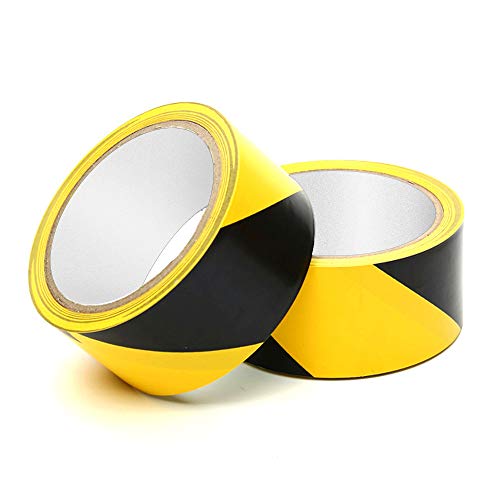 2 Rolle PVC Klebeband Absperrband Bodenmarkierungsband Warnband Selbstklebend Breit, Markierungsband Boden Warnklebeband Caution Tape Bodenklebeband Warning Band Adhesive gelb schwarz - 48mmx33m von MOLEDA