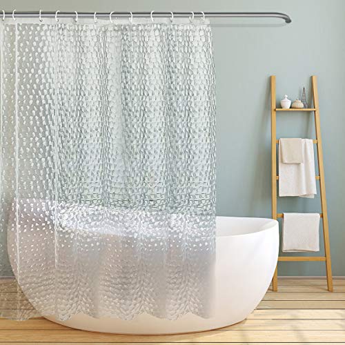 MOLEDA Duschvorhang Transparent 180x200 cm, 3D PEVA Shower Curtains Duschvorhänge Badvorhang Durchsichtig Anti Schimmel, Duschvorhang Wasserdicht mit 12 Duschvorhangringe für Badezimmer Badewanne von MOLEDA