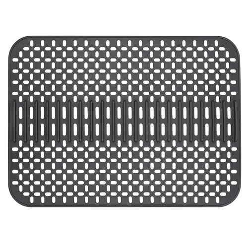 MOLEDINO Spülbeckeneinlage Große 43 x 32cm,Silikon Spülbeckenmatte Spülmatte für Spülbecken Matte Mit Stützfüßen, Hitzebeständig und Rutschfest Abtropfmatte für Küche Narbeitsplatte (Grau) von MOLEDINO