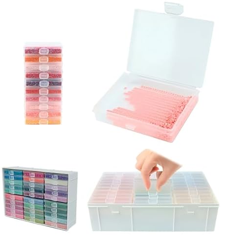 MOLEDINO 30 Stück Diamond Painting Aufbewahrung Schiffchen mit Deckel, 2-in-1 Diamond Painting Aufbewahrungsboxen Set mit 1 große weiße Kunststoff-Box, Diamant Art Schiffchen Zubehör von MOLEDINO