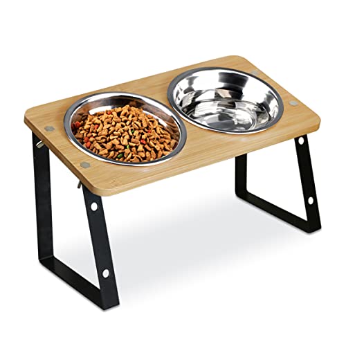 MOLEDINO Katzennapf Erhöht 15°Geneigter Höhenverstellbar rutschfeste,Futternapf Katzenschüssel Erhöhter Katzennapf Futterschale Napferhöhung Katzen Futterstation Cat Food Bowls Set (Edelstahl) von MOLEDINO