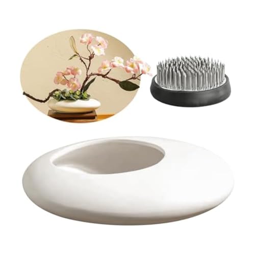 MOLERRI Sentimental CeramicVase Set, Kieselsteinförmige Blumenarrangementschale mit 2 FlowerFrog Pin Frog Stielhalter von MOLERRI