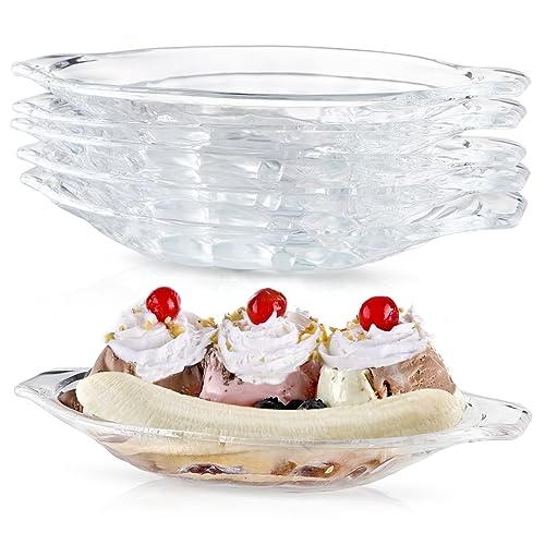 MOLIGOU 6 Stück Bananen-Split-Bootsschalen, 210 ml, Eisbecher, transparente Acryl-Servierschalen für Bananensplit, Süßigkeiten, Snacks von MOLIGOU