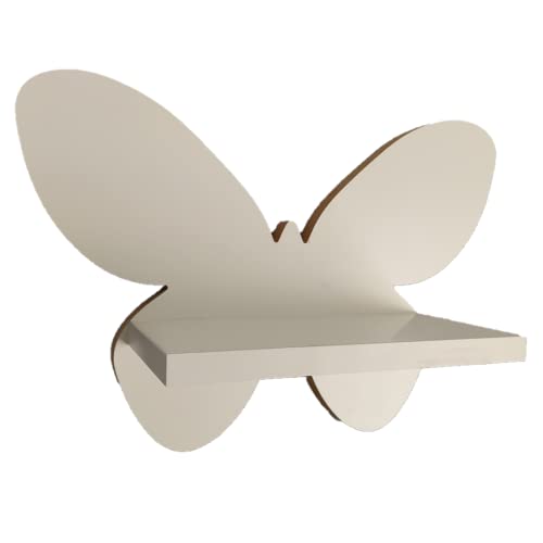 MOLILAND Wandregal Schmetterling - Regal Weiß für Kinderzimmer - Wandregal Holz im Skandinavischer Stil - Schweberegal Wanddeko mit Befestigungssatz, Elegance von MOLILAND
