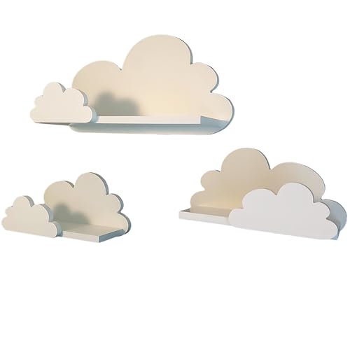 MOLILAND Wolkenregale für Kinderzimmer Set Fantasy EKSTRA – 3er Set Regale aus MDF – komplett weiß – Premium Qualität von MOLILAND