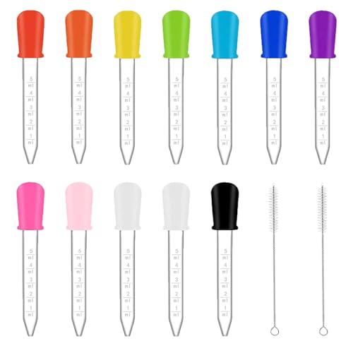 MOLIMOLI 12 Stück 5ml Pipetten Plastik Silikon Kunststoff Pipette Kinder mit Bürsten für Süßigkeitenformen und Baby-Futterspender. Sicher und wiederverwendbar. von MOLIMOLI