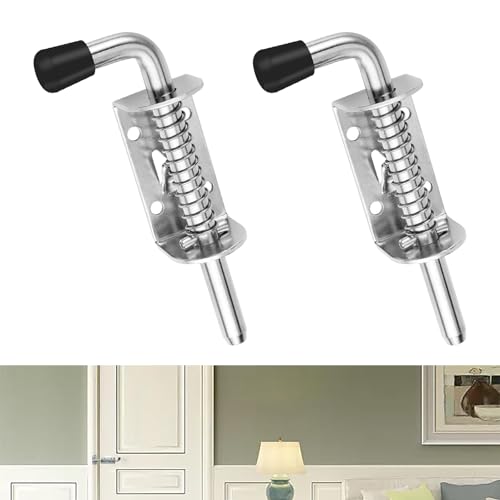 MOLIMOLI 2 Stück Federriegel Edelstahl 304, Torriegel mit Gummigriff, Türriegel Edelstahl, Schieberiegel, Riegelschloss für Türen, Fenster, Garagen, Gartentor Verriegelung (Ø10 x 128 mm, Silber) von MOLIMOLI
