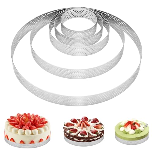 MOLIMOLI 5 gelochte Tortenringe aus Edelstahl (6/8/10/15/20 cm) - Tortenform, Tortenring, Tortenboden, Umkehrkuchenform, Tortenring für Quiches, Kuchen, Mousse von MOLIMOLI