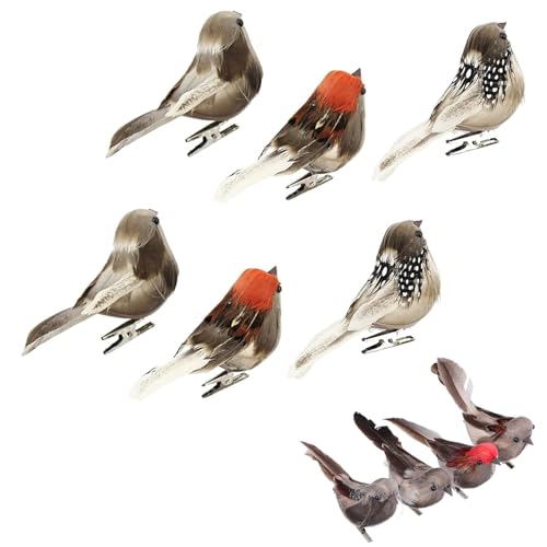 MOLIMOLI 6 Stück Künstliche Federvögel, Deko Vögel Mit Clip – Greifvogel Attrappe, Vogels Dekofigur, Osterdeko, Wetterfeste Zaunhocker Figuren, Vogelfedern, Waldtiere Figuren, Keramik Deko Garten von MOLIMOLI