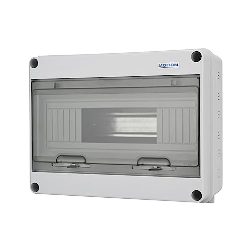 MOLLOM 12 Modules Leitungsschutzschalter MCB Verteilerschutzbox mit DIN-Schiene, IP65 wasserdicht, für den Innen- und Außenbereich von Mollom