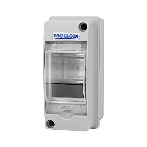 MOLLOM 2 Modules Leitungsschutzschalter MCB Verteilerschutzbox mit DIN-Schiene, IP65 wasserdicht, für den Innen- und Außenbereich von Mollom