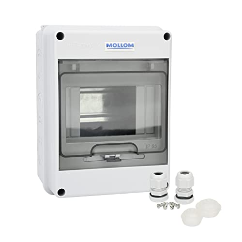 MOLLOM 5 Modules Leitungsschutzschalter MCB Verteilerschutzbox mit DIN-Schiene, IP65 wasserdicht, für den Innen- und Außenbereich von Mollom