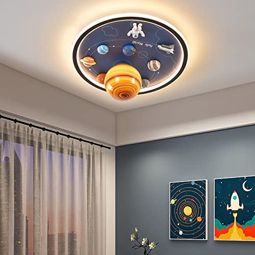 LED Planet Licht Deckenleuchte für Kinder Kreative Junge Mädchen Deckenlampe Dimmbar Mit Fernbedienung Modern Astronauten Kinderzimmerlamp Augenschutz Babylampe Zubehör für magnetische Planeten (50cm) von MOLOURK