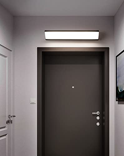 LED Treppen Wandleuchte Schwarz Moderne Eck Wandlampe Innen Lange Lichtleiste 4000K Spiegelleuchte Wandbeleuchtung für Badzimmer Wohnzimmer Schlafzimmer Dekoration Deckenleuchte (Schwarz,128cm) von MOLOURK